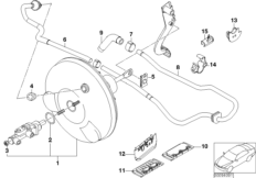 Вакуумный усилитель тормозов для BMW E46 316i N46 (схема запасных частей)
