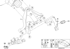 Опорный кронштейн педали для BMW R50 One D W17 (схема запасных частей)