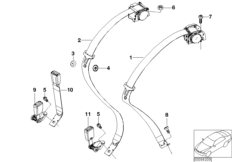 Ремень безопасности базовый Зд для BMW E65 730i N52 (схема запасных частей)