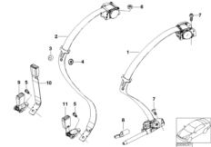 Ремень безопасности для боковой НПБ Зд для BMW E65 730i N52 (схема запасных частей)