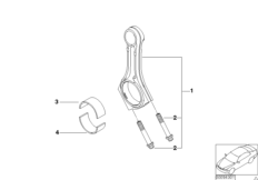 Шатун кривошипно-шатунного механизма для BMW E38 740d M67 (схема запасных частей)