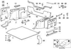 Обшивка багажного отделения для BMW E30 316i M40 (схема запасных частей)