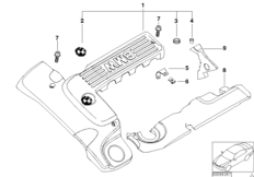 Звукоизоляционный кожух двигателя для BMW E46 330xd M57 (схема запасных частей)