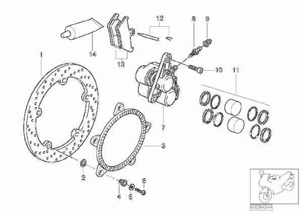 Тормозн.механизм колеса Пд Integral ABS для BMW K41 K 1200 RS 01 (0547,0557) 0 (схема запчастей)