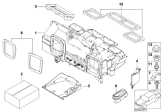 Детали корпуса автомат.сист.кондиционир. для BMW E65 730i M54 (схема запасных частей)