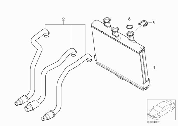 Нагревательный элемент авт.сист.кондиц. для BMW E65 735i N62 (схема запчастей)