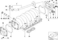 Система впуска для BMW E53 X5 4.6is M62 (схема запасных частей)