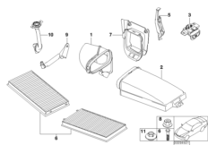 Микрофильтр/детали корпуса для BMW E66 750Li N62N (схема запасных частей)