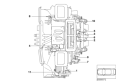 Сервопривод автом.сист.кондиционирования для BMW E65 730i M54 (схема запасных частей)