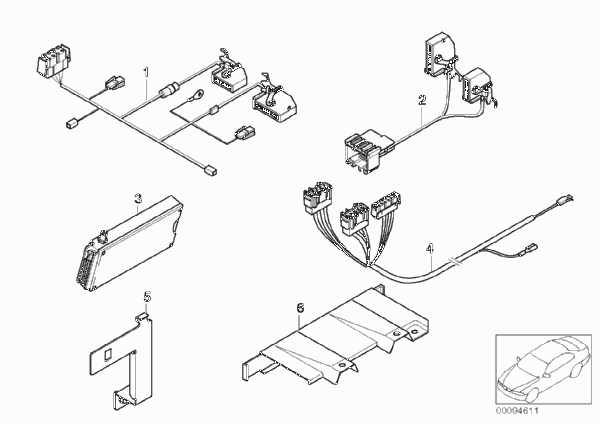 Детали Classic в багажном отделении для BMW E39 540iP M62 (схема запчастей)