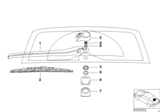 Детали рычага очистителя задн.стекла для BMW E46 325i M54 (схема запасных частей)