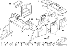 Обшивка багажного отделения для BMW E39 M5 S62 (схема запасных частей)