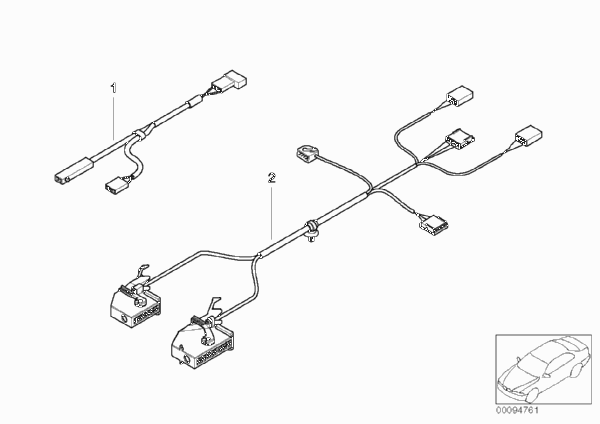 Комплект проводов среднего подлокотника для BMW E65 730i M54 (схема запчастей)