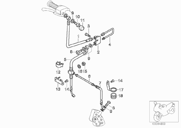 Тормозной трубопровод Пд без ABS для BMW K41 K 1200 RS 01 (0547,0557) 0 (схема запчастей)