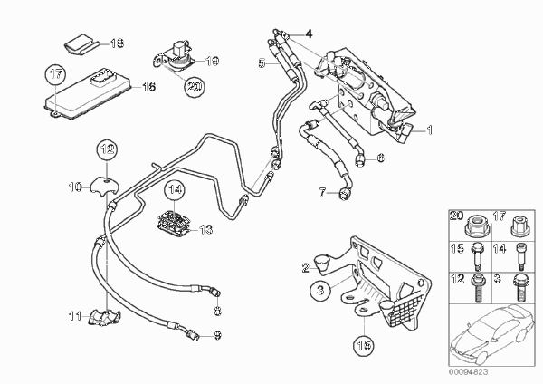 Клапанный блок и доп.дет./Dynamic Drive для BMW E65 740d M67 (схема запчастей)