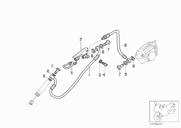 Тормозной трубопровод Зд без ABS для BMW K41 K 1200 RS 01 (0547,0557) 0 (схема запчастей)
