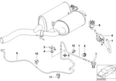 Вакуумное управление заслонкой глушителя для BMW E65 735i N62 (схема запасных частей)