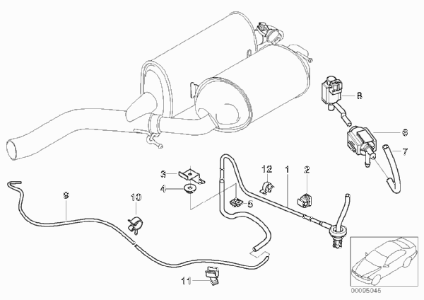 Вакуумное управление заслонкой глушителя для BMW E65 740i N62N (схема запчастей)