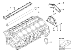 Блок цилиндров/дополнительные элементы для BMW E67 760LiS N73 (схема запасных частей)