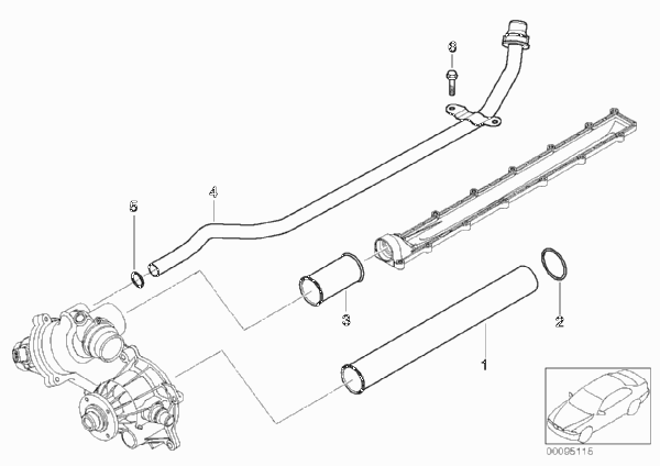 Трубопровод системы охлаждения для BMW E66 760Li N73 (схема запчастей)