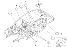 Пробки/заглушки для BMW E66 730Li M54 (схема запасных частей)