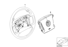 Многофункц.рулевое колесо с НПБ Smart для BMW E67 745LiS N62 (схема запасных частей)