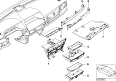 Доп.элементы панели приборов для BMW E65 740d M67 (схема запасных частей)