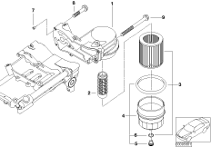 Смазочная система-масляный фильтр для BMW E67 760LiS N73 (схема запасных частей)