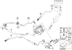 Маслопроводы гидроусилителя рул.управл. для BMW E65 735i N62 (схема запасных частей)