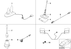 Детали серии V для телефонной антенны для BMW E39 530i M54 (схема запасных частей)