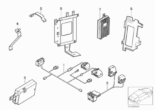 Детали серии V в багажном отделении для BMW E38 750i M73 (схема запчастей)