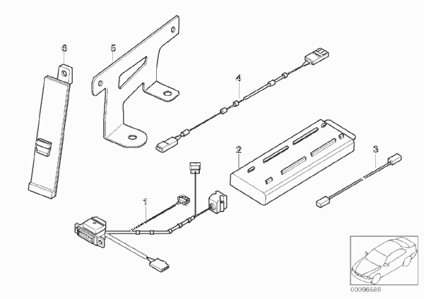 Детали в багажном отделении Nokia 3110 для BMW E38 750iL M73N (схема запчастей)