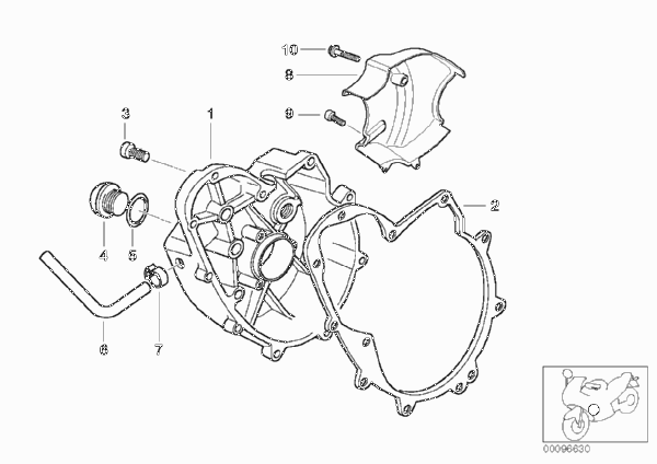 Крышка картера двигателя П для BMW R13 F 650 GS Dakar 00 (0173,0183) 0 (схема запчастей)