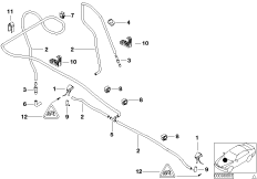 Детали стеклоомывателя для BMW R53 Coop.S JCW GP W11 (схема запасных частей)