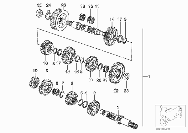5-ступенчатая КПП/детали блока шестерен для BMW K14 F 650 CS 04 (0177,0187) 0 (схема запчастей)