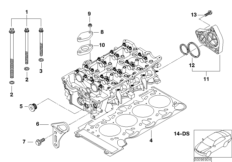 Головка блока цилиндров-доп.элементы для BMW E90N 316i N45N (схема запасных частей)