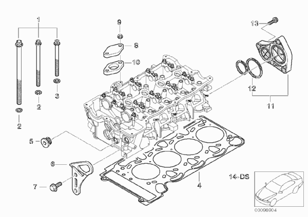 Головка блока цилиндров-доп.элементы для BMW E90N 316i N45N (схема запчастей)