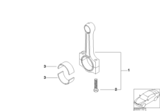 Шатун кривошипно-шатунного механизма для BMW R52 Cooper S W11 (схема запасных частей)