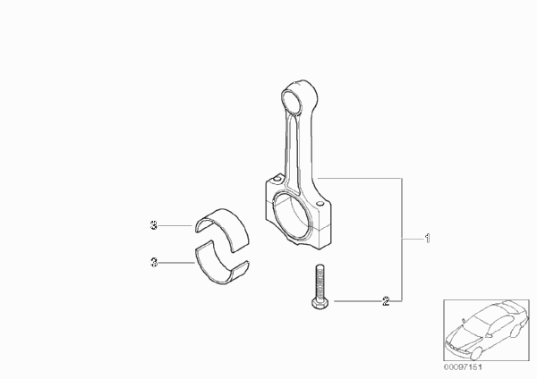 Шатун кривошипно-шатунного механизма для MINI R52 Cooper S W11 (схема запчастей)