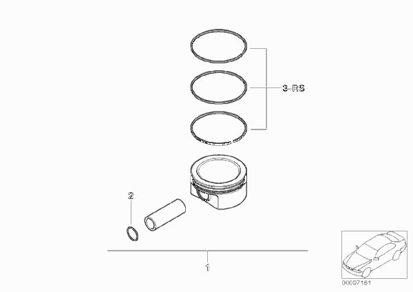 Поршень кривошипно-шатунного механизма для MINI R52 Cooper S W11 (схема запчастей)