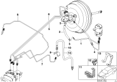 Трубопровод тормозного привода Пд с DSC для BMW E53 X5 4.4i M62 (схема запасных частей)