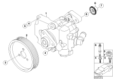 Насос гидроусилителя рулевого управления для BMW E65 745i N62 (схема запасных частей)