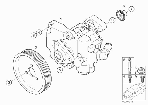 Насос гидроусилителя рулевого управления для BMW E66 745Li N62 (схема запчастей)