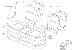Набивка и обивка базового сиденья Зд для BMW E39 525tds M51 (схема запасных частей)