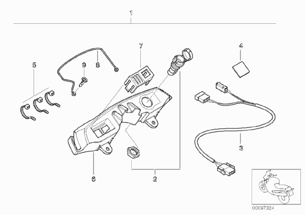 Комплект дооснащения гнезда разъема для BMW K14 F 650 CS 04 (0177,0187) 0 (схема запчастей)