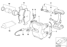 Датчик износа торм.накладки пер.колеса для BMW E66 760Li N73 (схема запасных частей)