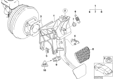 Педальный механизм для BMW E66 760Li N73 (схема запасных частей)