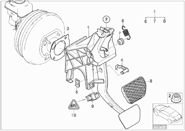 Педальный механизм для BMW E65 760i N73 (схема запчастей)