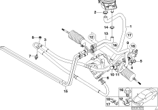 Маслопроводы гидроусилителя рул.управл. для BMW E53 X5 3.0i M54 (схема запасных частей)
