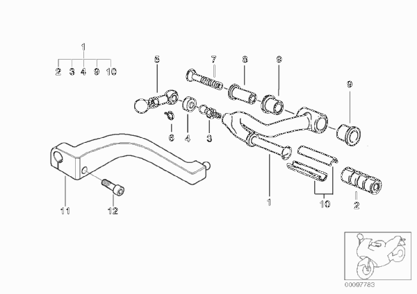 Наружные детали механизма ПП/рычаг ПП для BMW R28 R 850 R 02 (0428) 0 (схема запчастей)